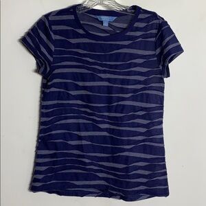 Simply Vera Vera Wang Blue Rip Tide Wave Print shirt sleeve T-shirt blue